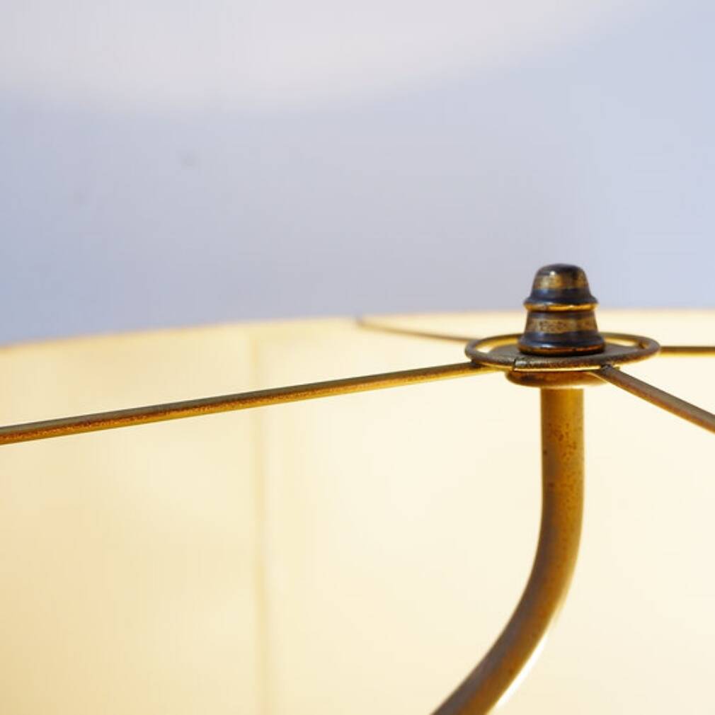 Mid-Century teak and brass floor lamp, Denmark, 1960s