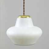 Small Mid-Century Italian Brass and Opaline Pendant Lamp