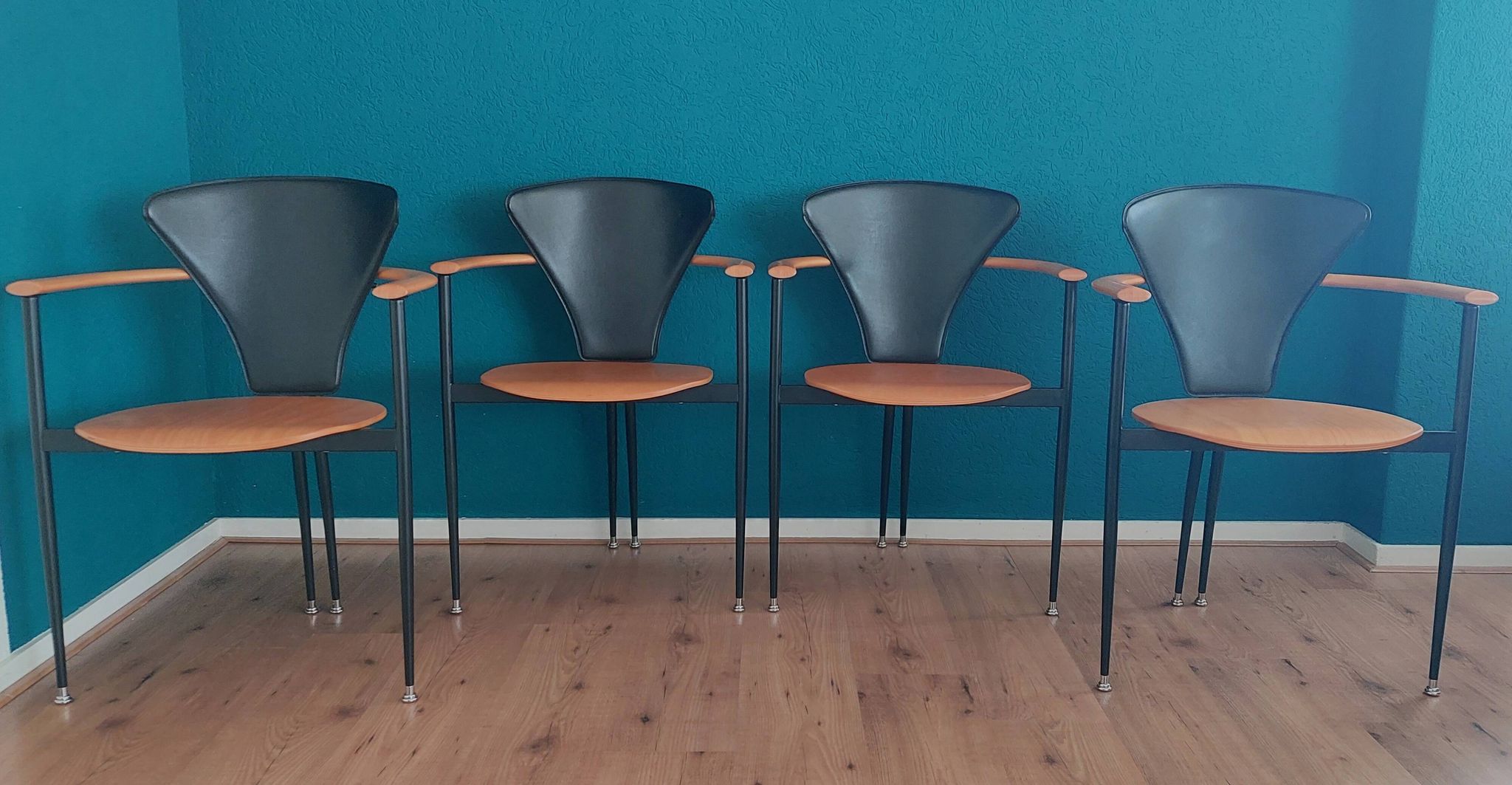 Set of 4 Postmodern Dining Chairs, 1980's.