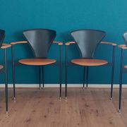 Set of 4 Postmodern Dining Chairs, 1980's.