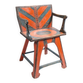 Chaise en pin années 1940 avec peinture trompe l'oeil récente