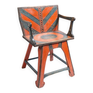 Pine chair from the 1940s with recent trompe l'oeil paint.