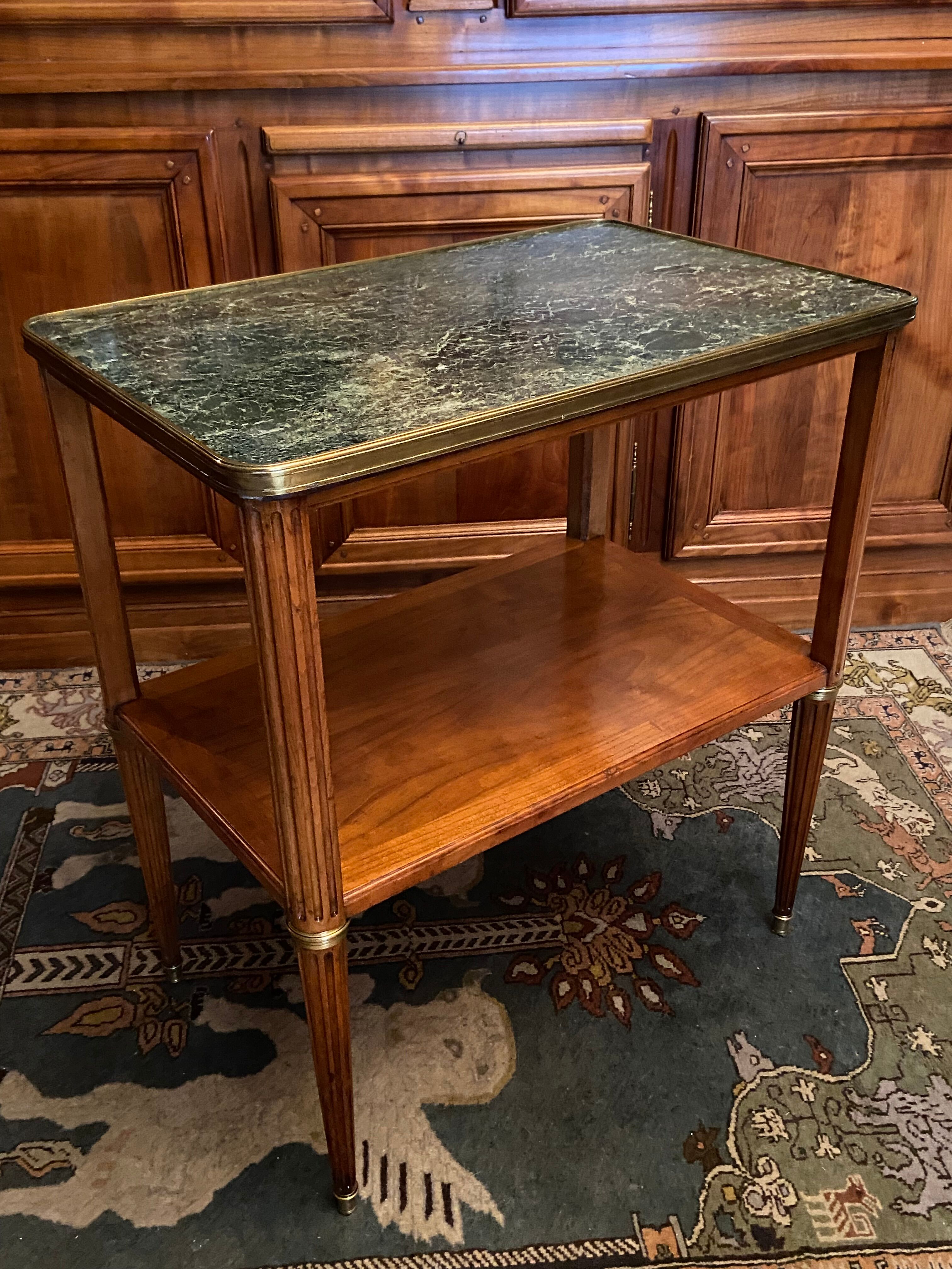 Servant table served back of sofa console end of sofa walnut marble green Louis XVI