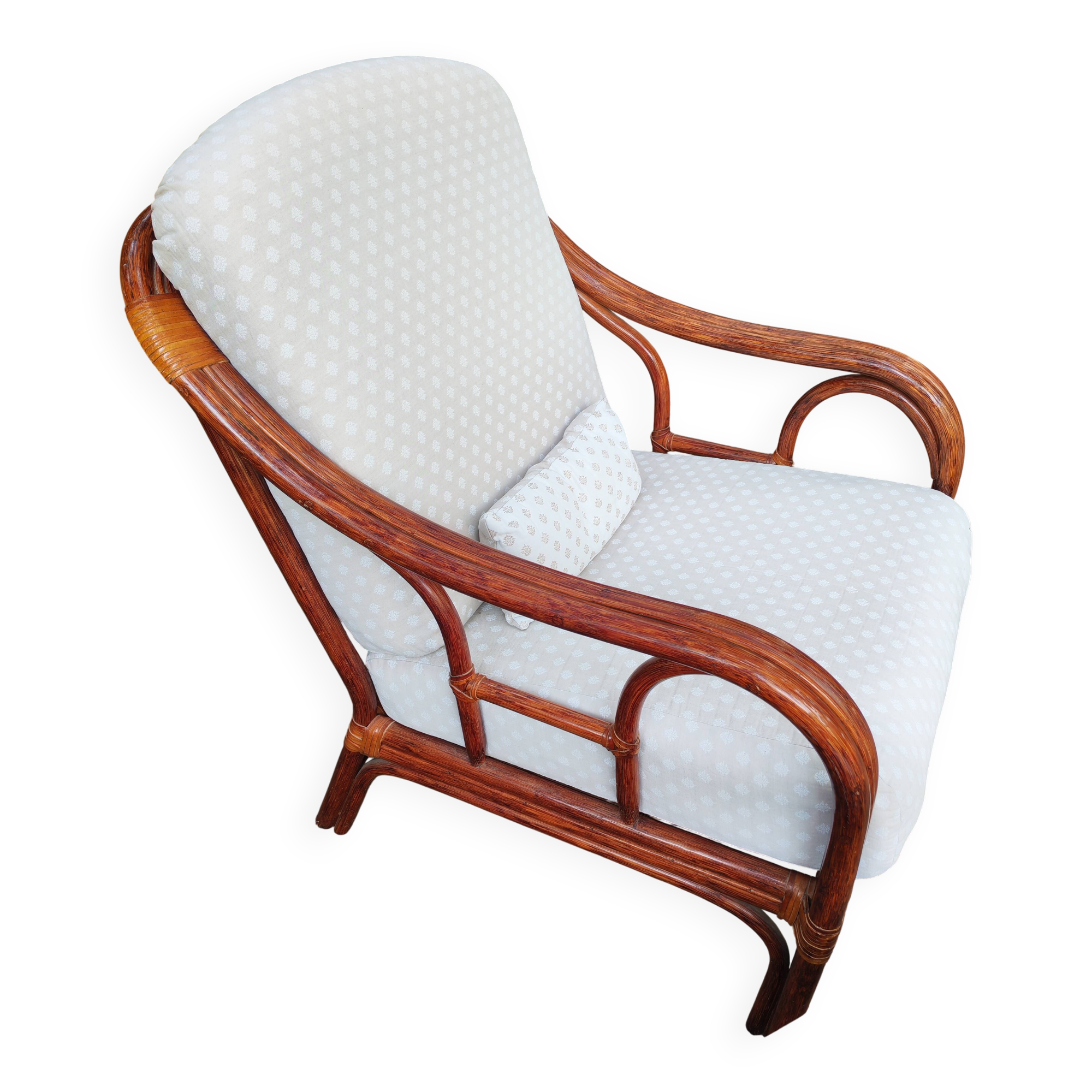 Fauteuil en bois et rotin