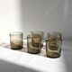 5 vintage water glasses in smoked bubbled glass