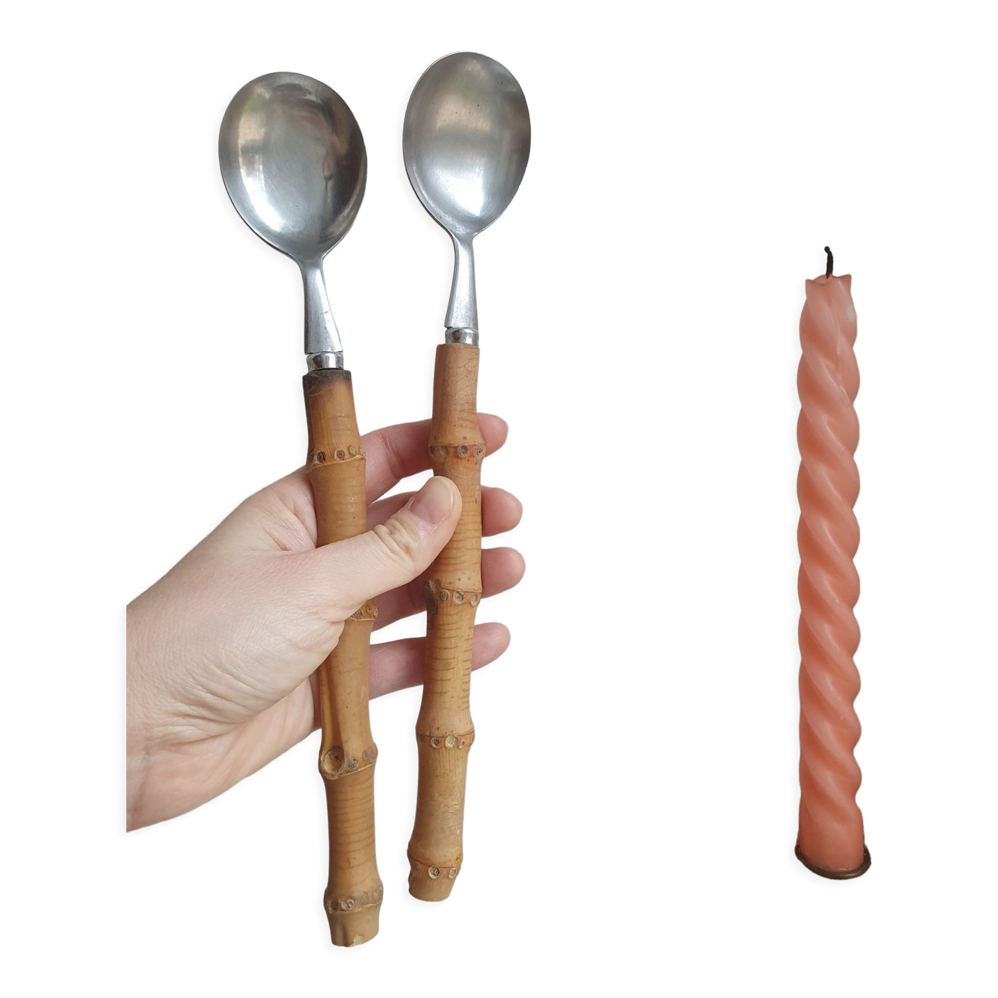 Bamboo sleeve salad cutlery