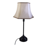 Lampe à poser Pied patine Abat jour tissé vintage