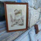 Engraved print on copper printed in intaglio on hand press Landscape signed Garot