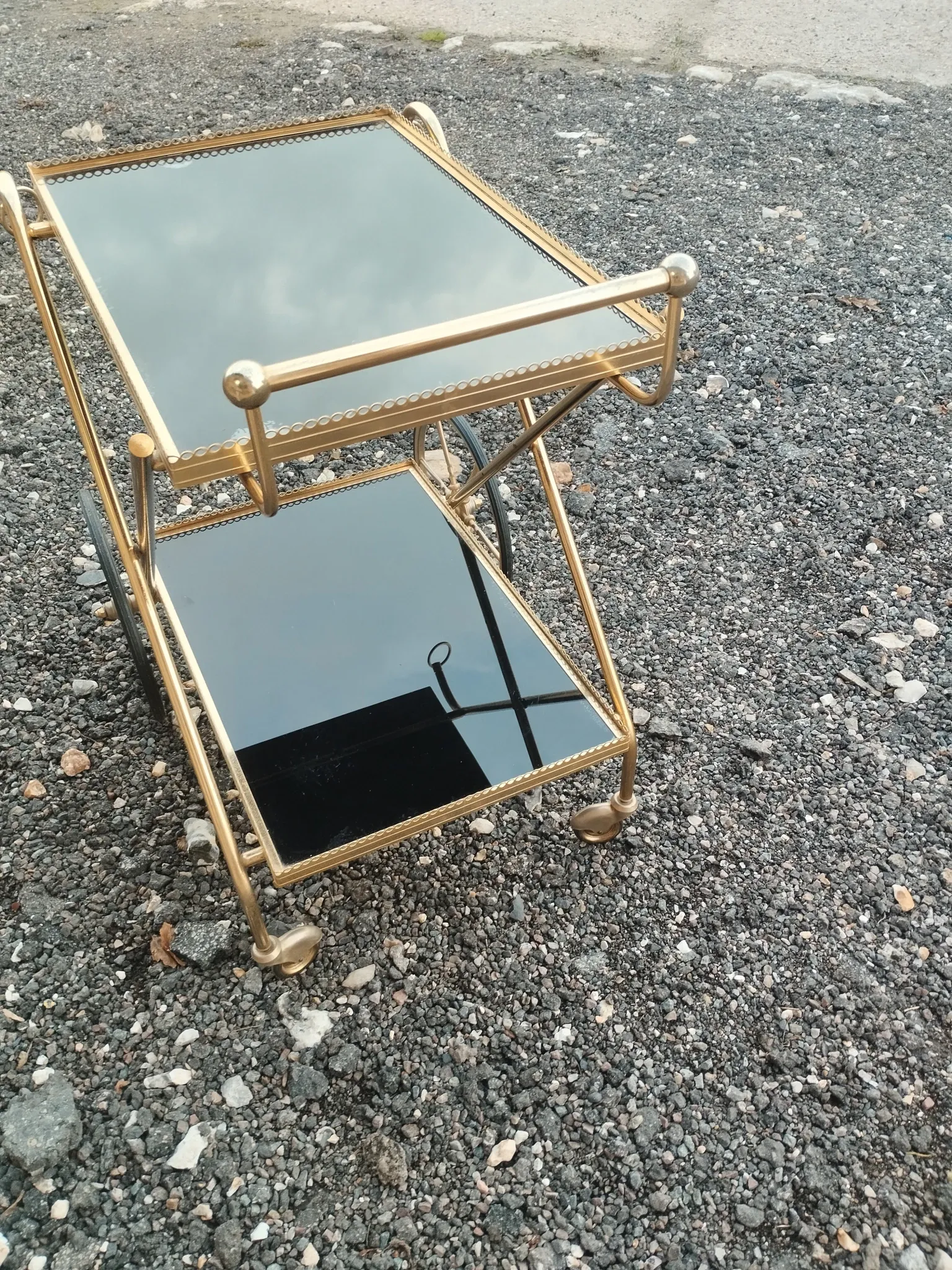 Vintage antique golden metal dessert stand