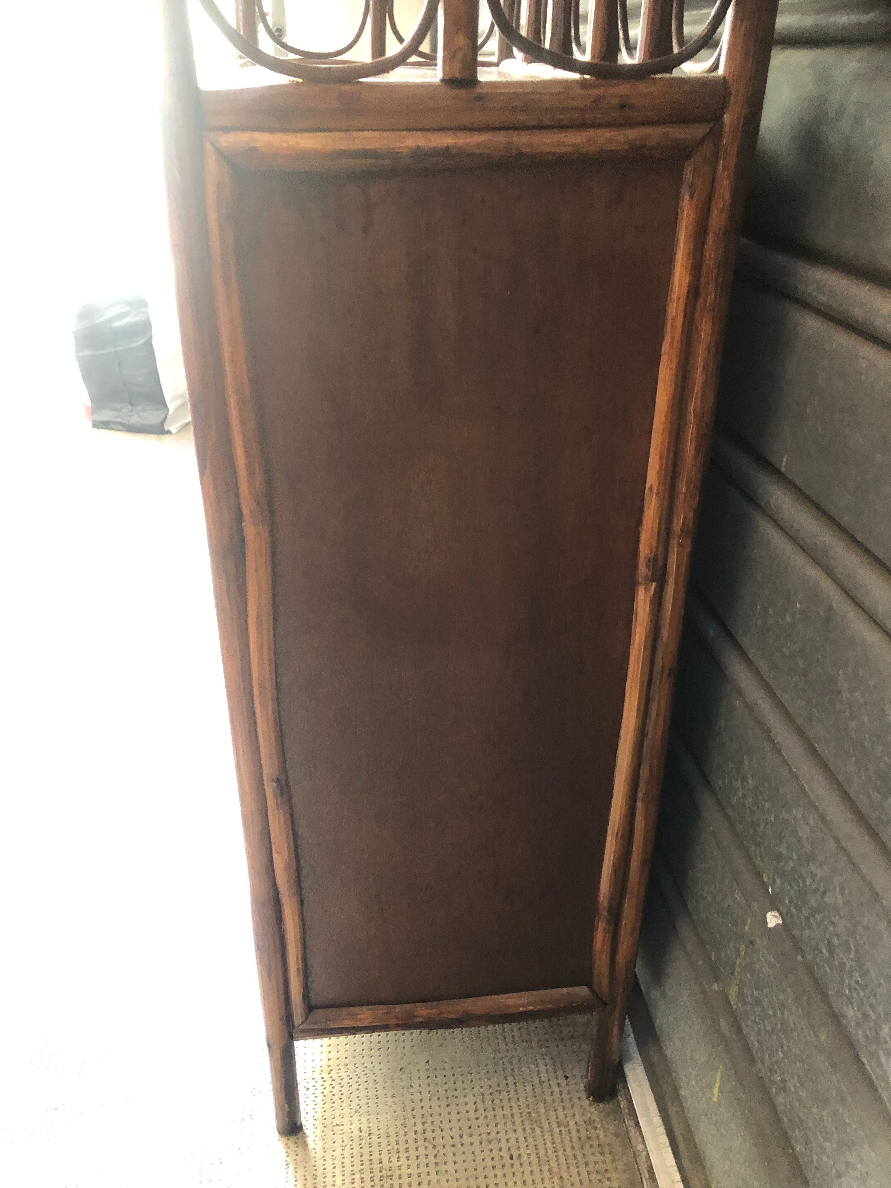 Rattan shelf with storage from the 1970s