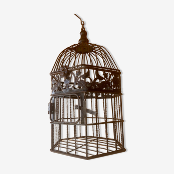 Vintage rust-colored metal birdcage