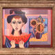 Oil on panel of sarres - girl a la pastheque