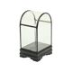 Small ancient chinese bell jar display curved glass black wooden base 21cm