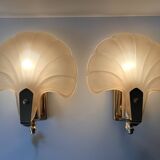 Appliques murales coquillages en verre vintage, lampes style art nouveau