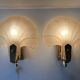 Vintage glass shell wall sconces, Art Nouveau style lamps.
