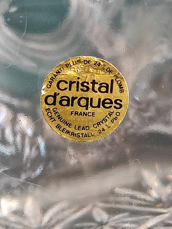 Bouteille de whisky vintage en verre taillé français, Cristal D'Arques