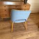 Vintage 1950s Chair Pair – Blue Faux Leather & Compass Legs (Guaric Style)