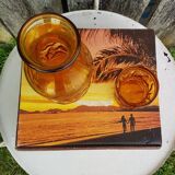 Ancien service a orangeade bahia verre moulé pichet + 6 verres vintage