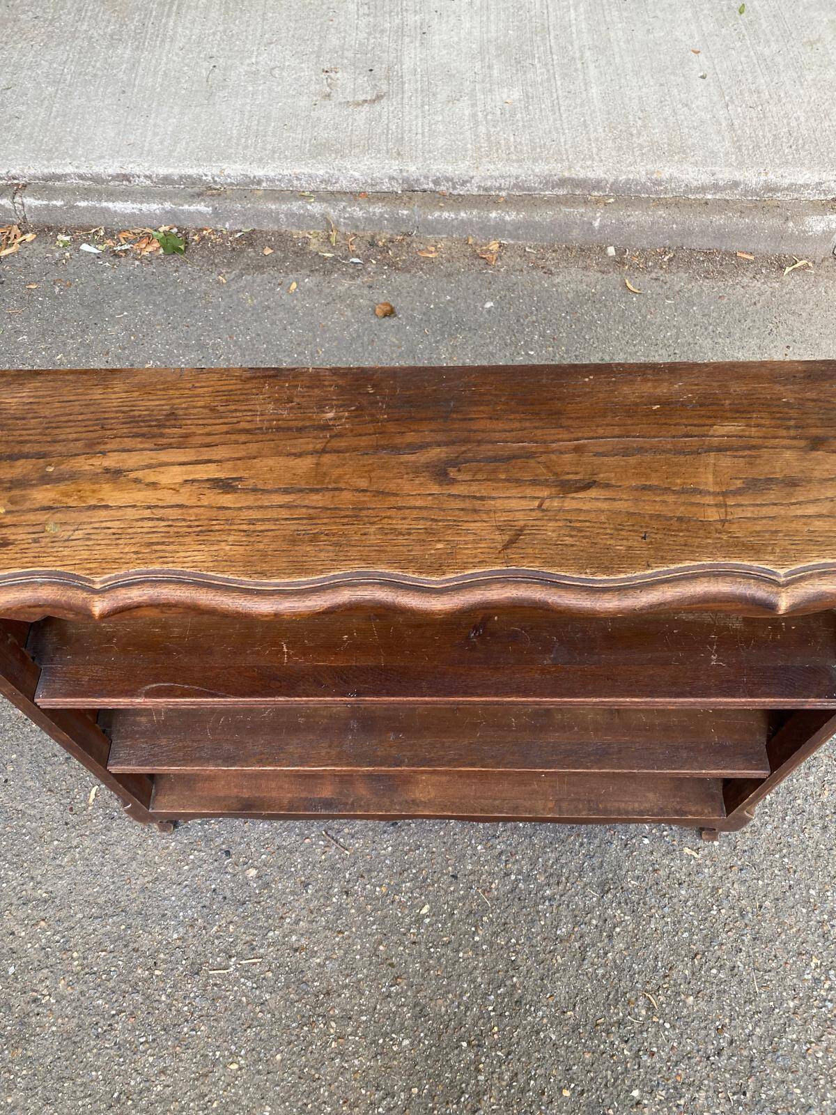 Bibus Louis XV bookcase in solid wood, dark oak finish, 19th century