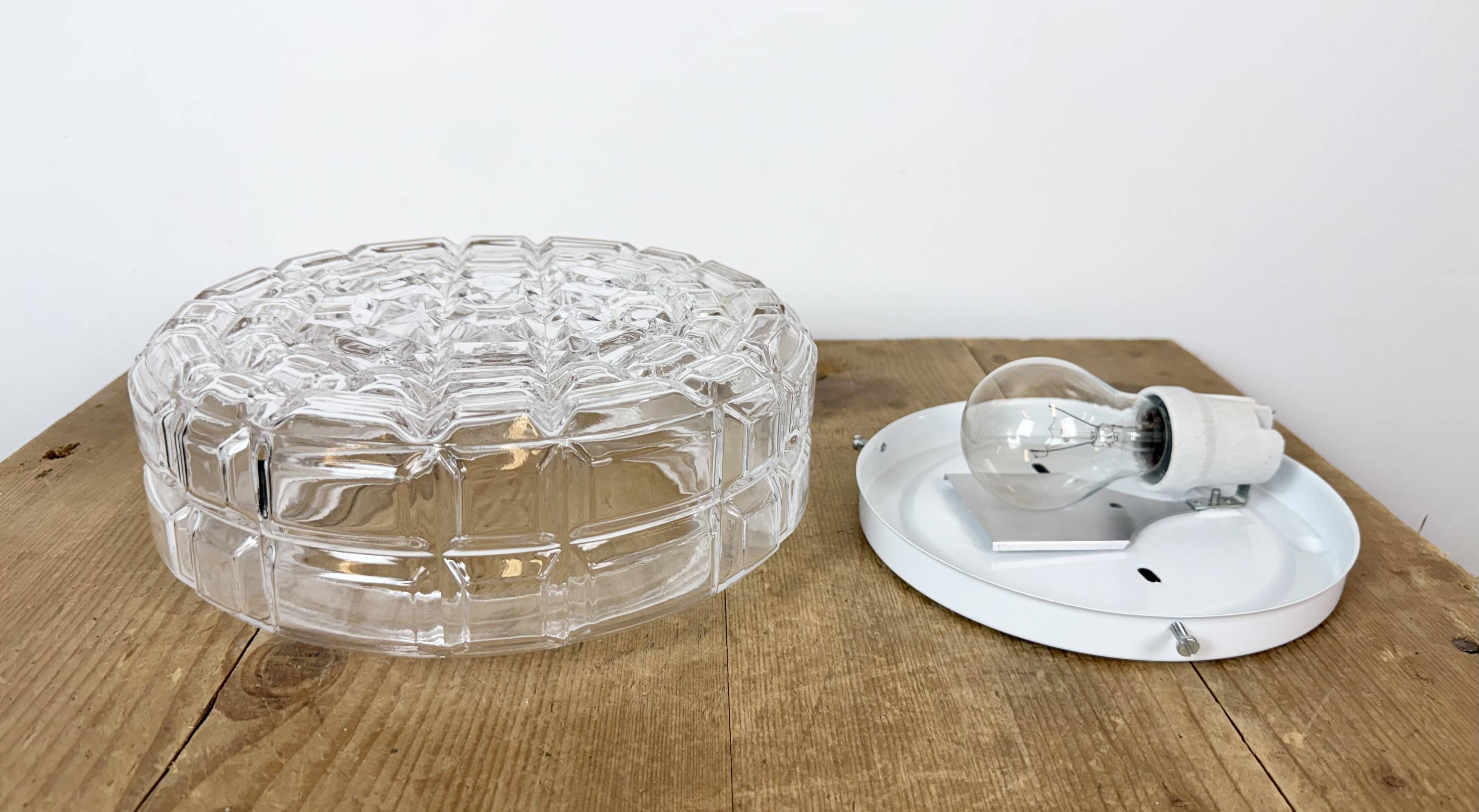 Vintage Glass Wall or Ceiling Light, 1970s