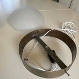 2 1930s ceiling lights in brass and frosted glass