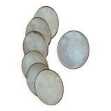 Mother-of-pearl and brass coasters