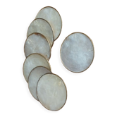 Mother-of-pearl and brass coasters