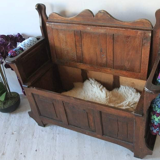 Antique Oak Bench With Storage