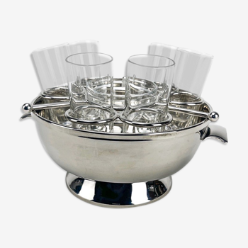 Silver metal and glass caviar serving