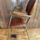 Antique Chrome Metal Armchair + Crocodile Brown Leatherette Seat & Back #C5