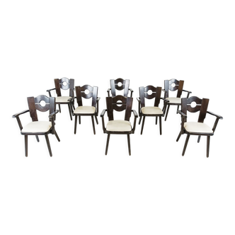 8 chaises de salle à manger brutalistes vintage, 1960s