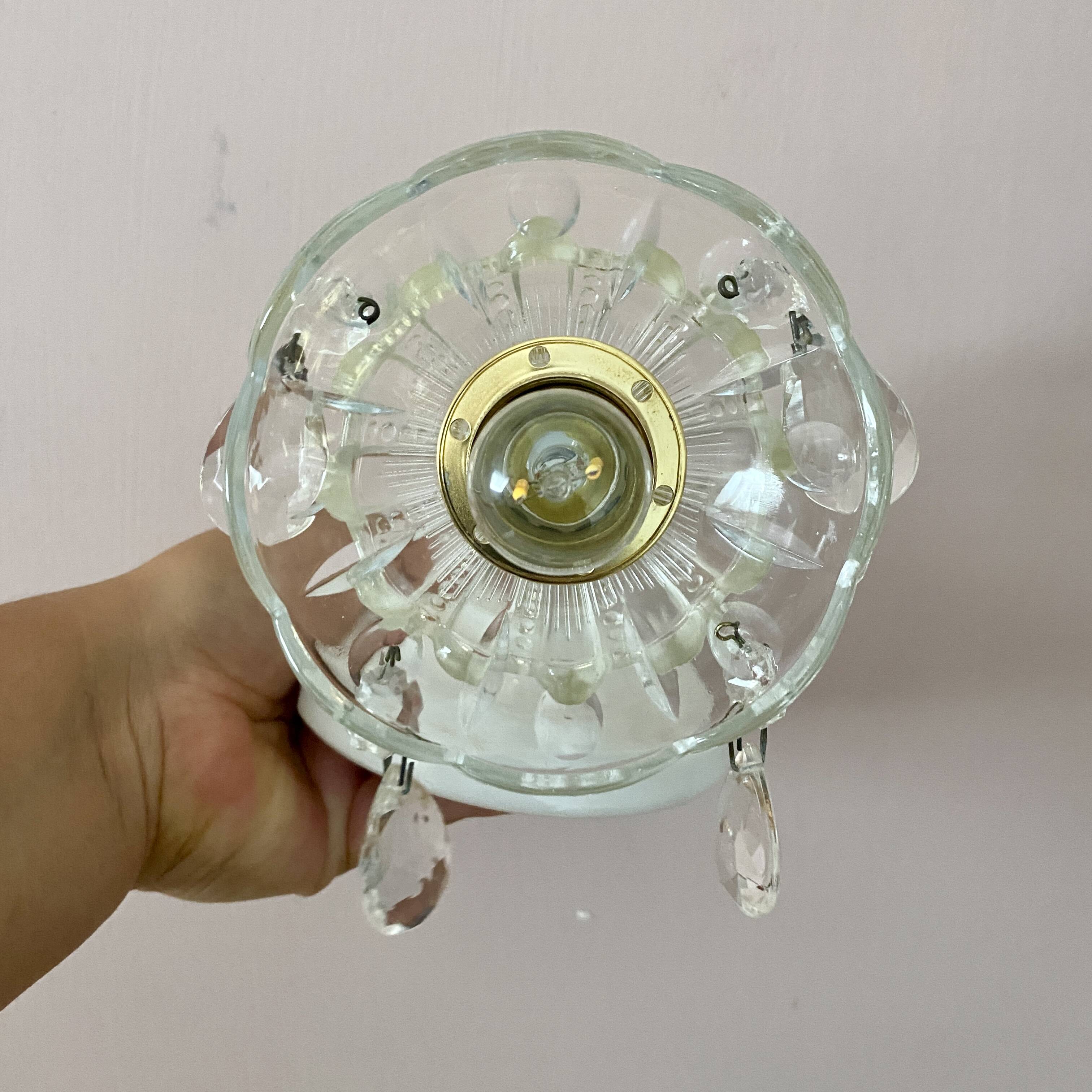 Vintage glass lampshade wall lamp with antique tassels