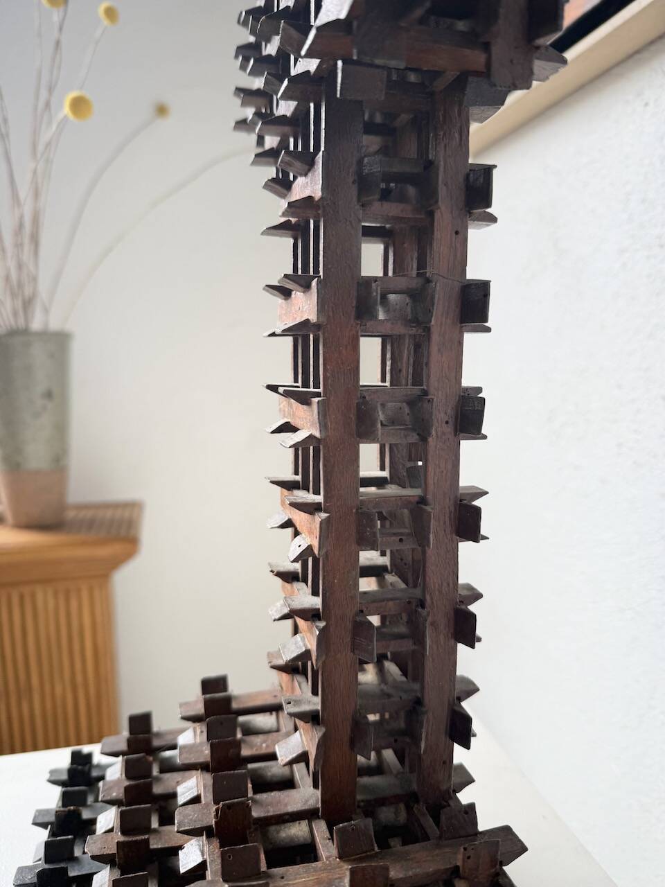 Crucifix sculpture Tramp Art 1900