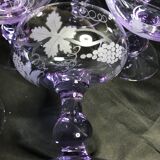 8 colorful crystal champagne cups engraved mid 20th