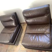 Duo of armchairs in leather 1960 rock and bobois