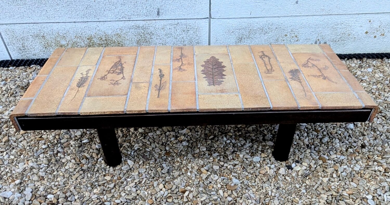 Vintage Herbier Coffee Table Capron Barrois Vallauris