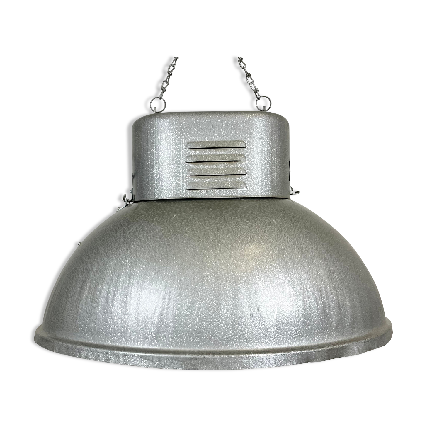 Oval industrial polish factory pendant lamp from mesko, 1970s