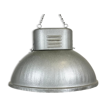 Oval industrial polish factory pendant lamp from mesko, 1970s