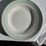 Set of 8 antique turquoise deep plates with a gold rim D22.5