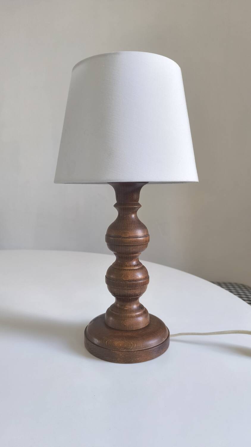 1950s turned wood table lamp