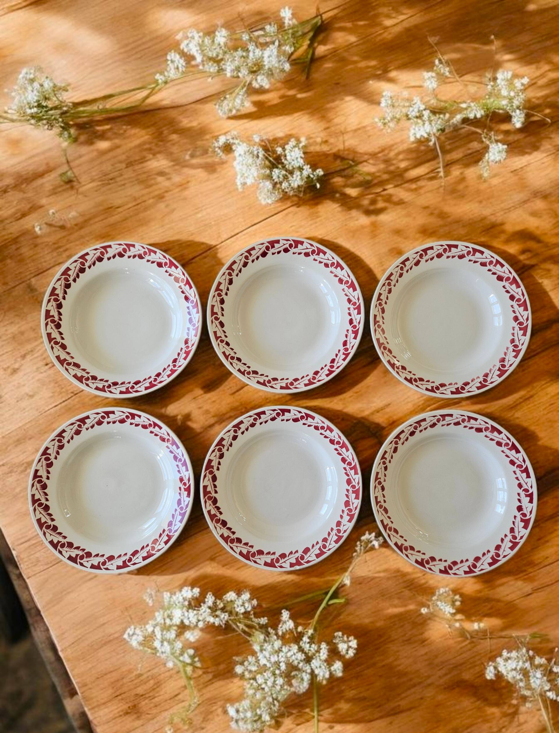 6 large antique deep plates in Saint-Amand earthenware (Nord)