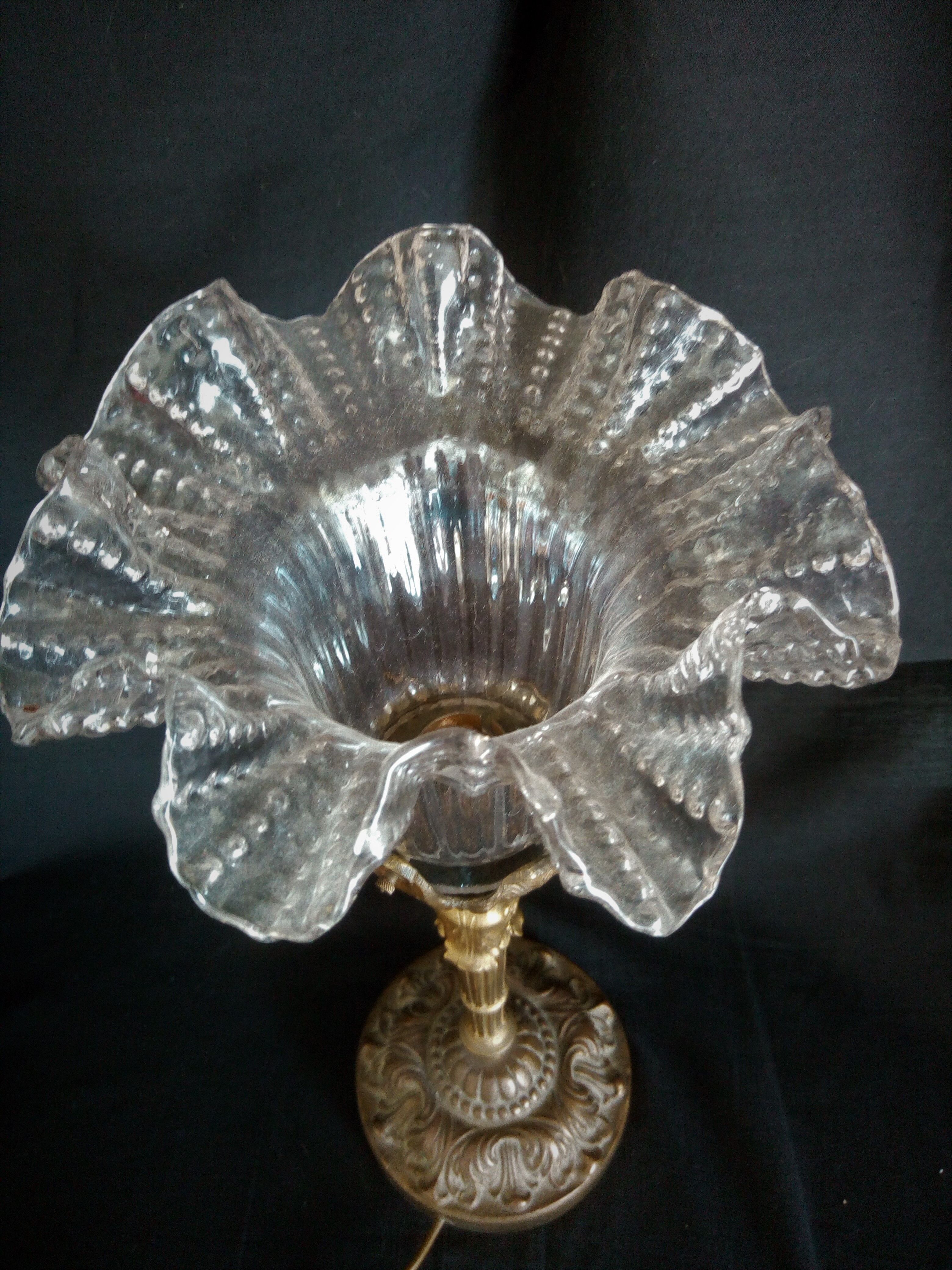 Bronze desk lamp Napoleon III style, crystal tulip, late nineteenth
