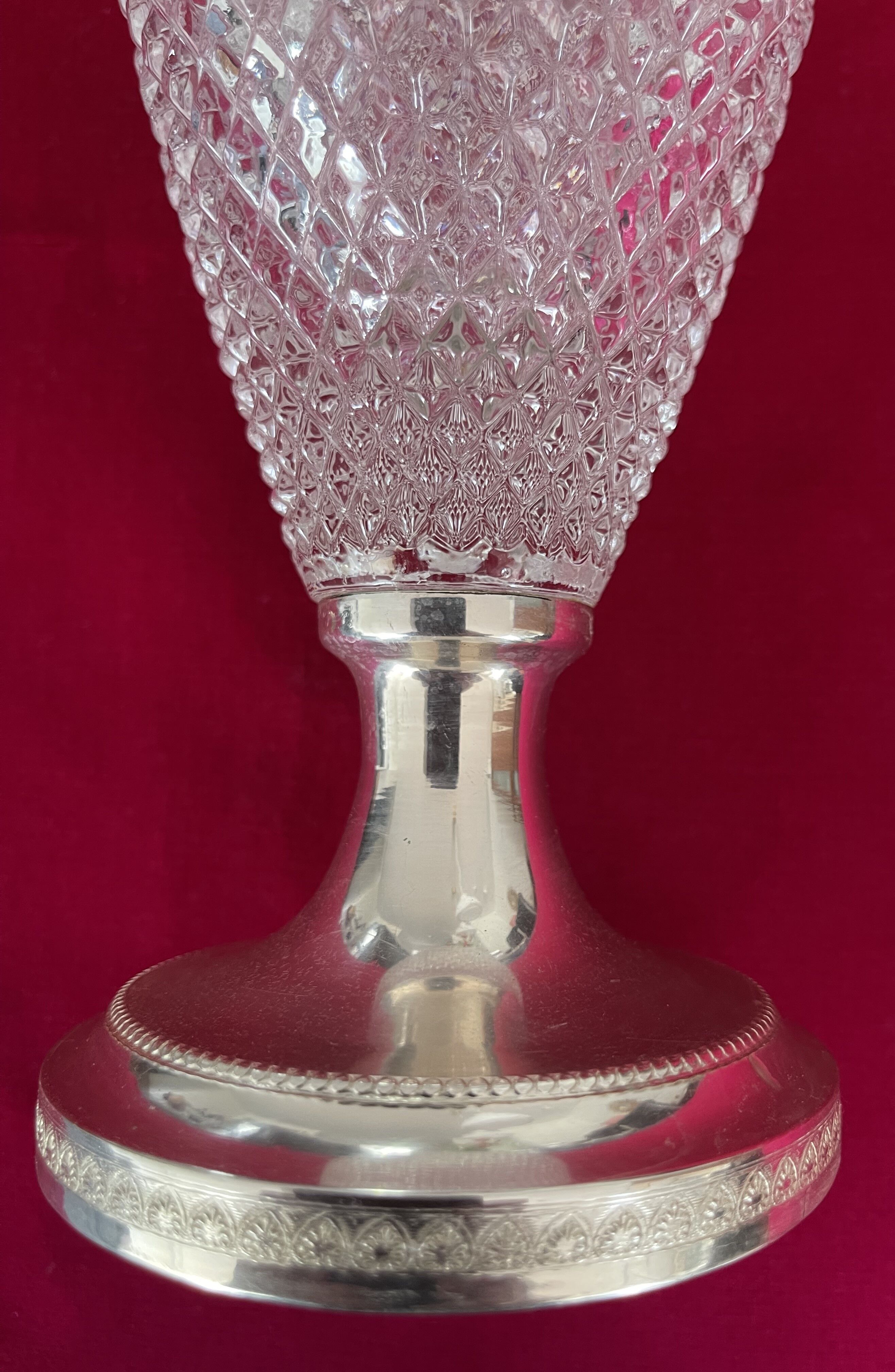 Vase glass and silver metal, Italy 1960
