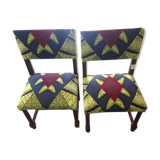 Paire de chaises XIX tissu wax