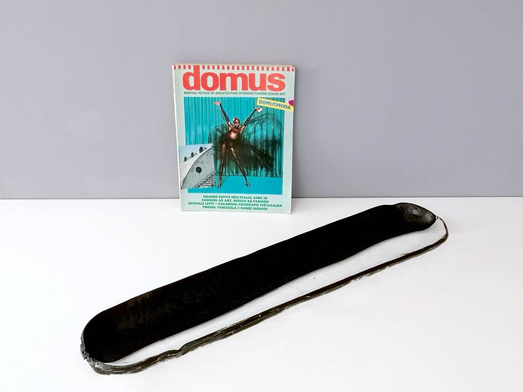 Long Black and Transparent Murano Glass Centerpiece by Aureliano Toso, Labe