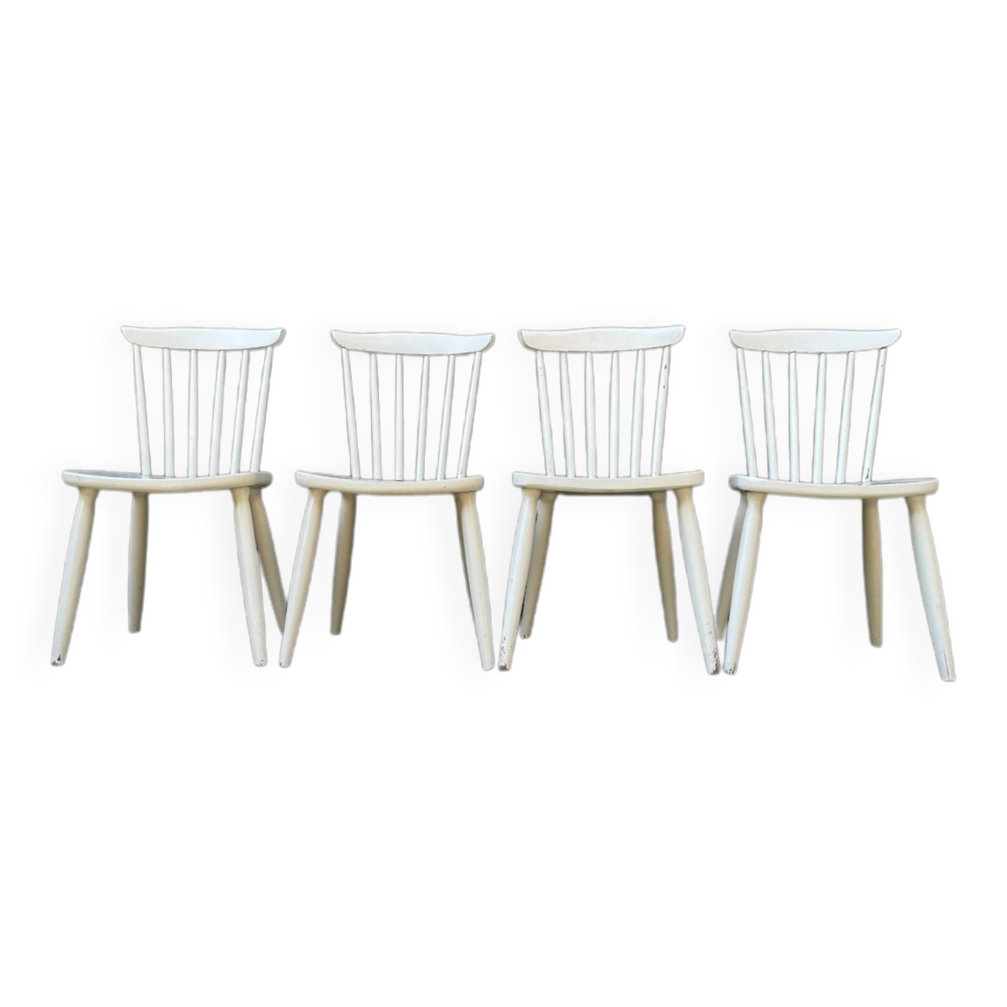 Series of 4 vintage solid wood chairs Scandinavian style