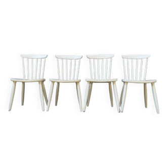 Série de 4 chaises vintage en bois massif style Scandinave