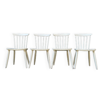 Série de 4 chaises vintage en bois massif style Scandinave