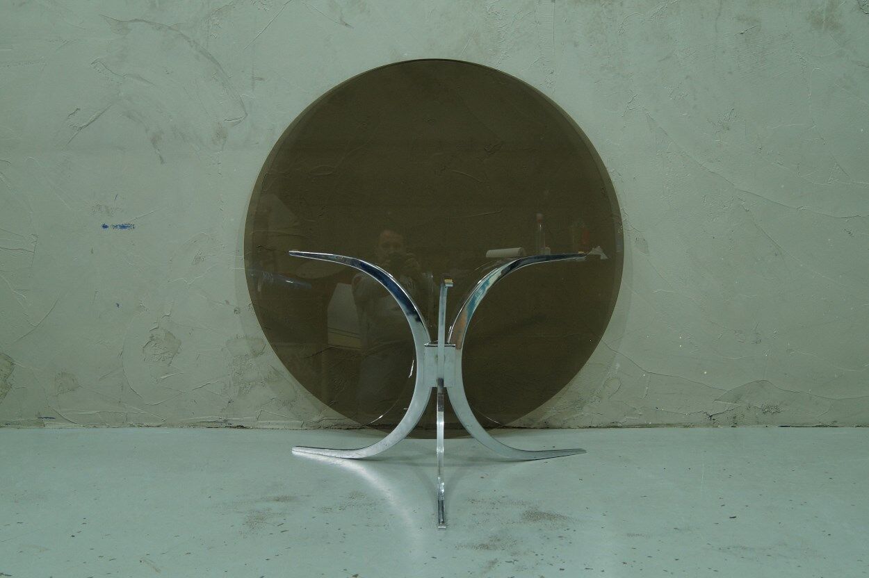 Italian modern chrome and glass coffee table, 1970