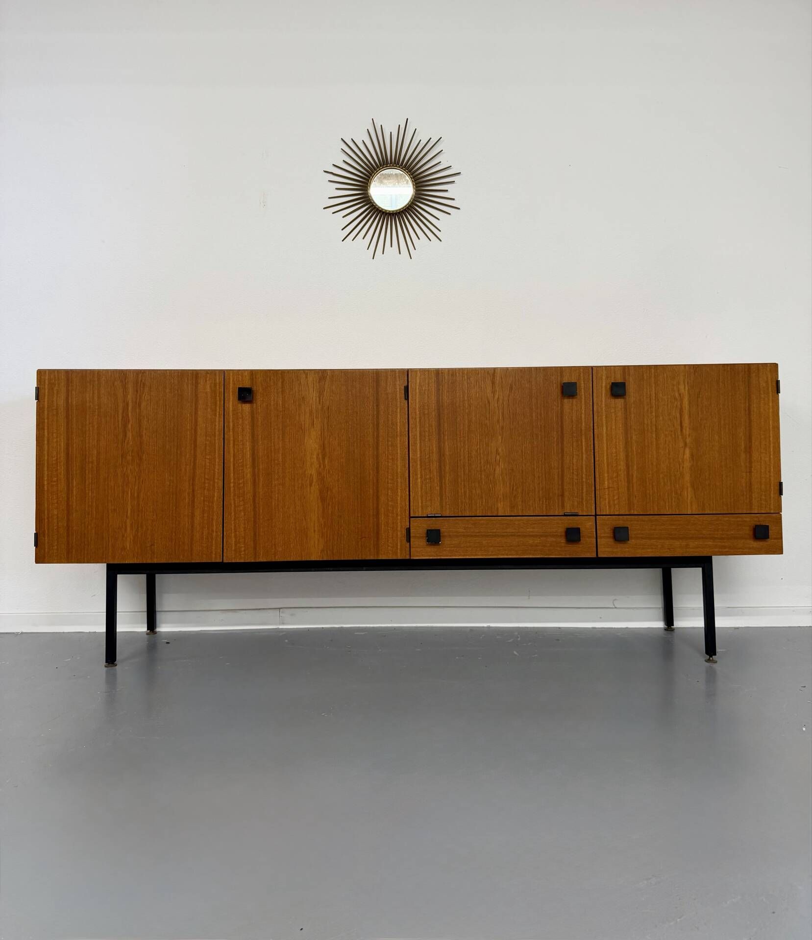 Vintage teak enfilade attributed to Gérard Guermonprez, 1960s design.